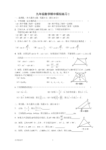 上海版九年级数学第一学期期中练习1