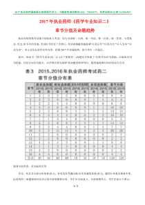 2017《药学专业知识二》章节分值及命题趋势