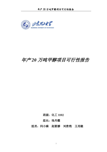 年产20万吨煤制甲醇生产工艺初步设计