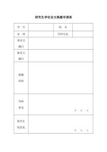 研究生学位论文换题申请表