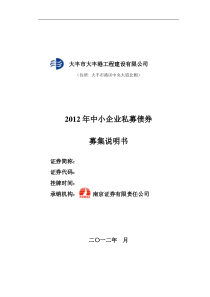 大丰市大丰港工程建设有限公司XXXX年中小企业私募债券