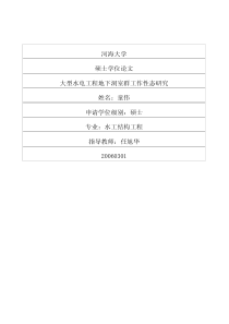 大型水电工程地下洞室群工作性态研究