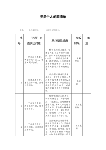 党员个人问题清单