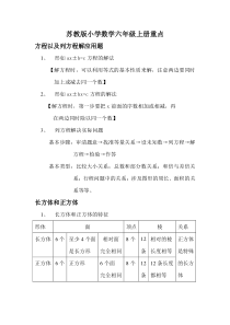 苏教版小学六年级数学上册重点