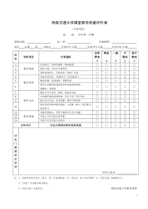 西南交通大学课堂教学质量评价表