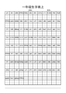 一年级上册生字表(看拼音写汉字)部编版