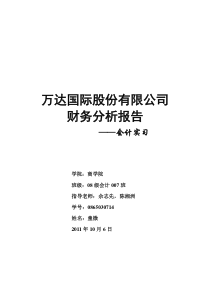 万达国际股份有限公司财务分析报告