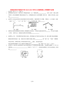 河南省郑州外国语中学2018-2019学年九年级物理上学期期中试卷无答案