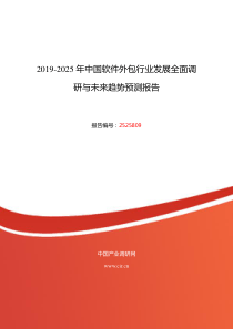 2019年软件外包市场调研及发展前景趋势预测-目录