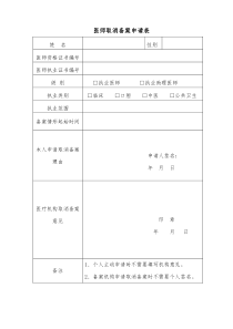 医师取消备案申请表