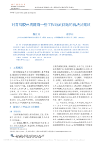 对青岛胶州湾隧道一些工程地质问题的看法及建议