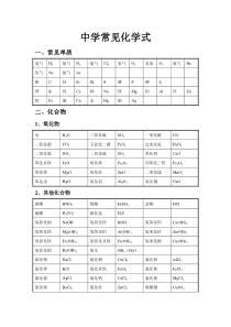 初中常见化学式及化学方程式大全