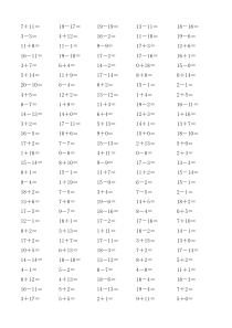 小学一年级20以内不进位不退位加减口算2500题