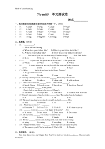 牛津译林版英语七上7A-unit5--单元测试卷