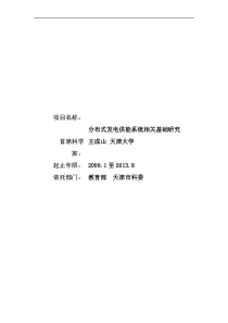 项目申报书分布式发电供能系统相关基础研究