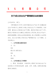 关于成立安全生产管理委员会的通知