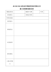 驾校重大训练事故报告表