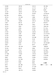 一年级20以内加减法口算的题目每页150道(的要求5分钟内完成)