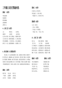三年级上册部编版必背、选背内容