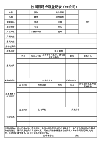 校园招聘应聘登记表