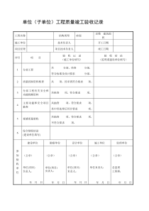 单位子单位工程质量竣工验收记录收集资料