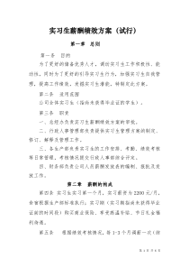 实习生薪酬绩效方案