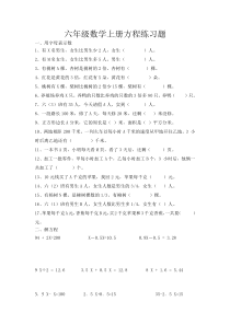 六年级数学上册方程练习题