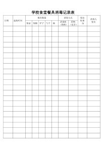 学校食堂餐具消毒记录表