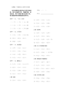 人教版一年级语文上册生字词表-(1)