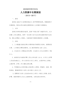 医院人力资源中长期规划