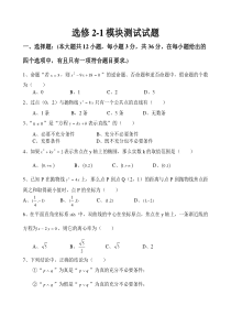 人教版高中数学选修2-1模块测试题