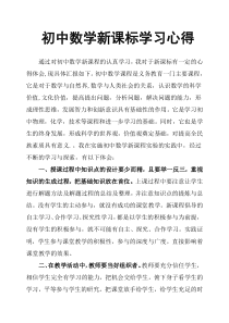 初中数学新课标学习心得