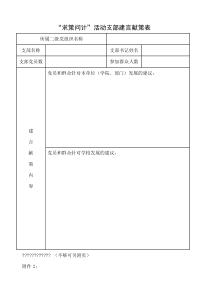 “求策问计”活动支部建言献策表