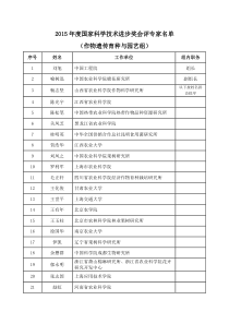 2015年度国家科学技术进步奖会评专家名单