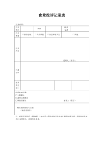 食堂投诉记录表