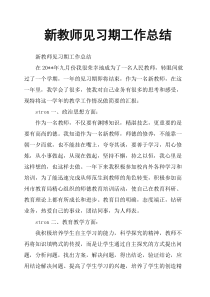 新教师见习期工作总结