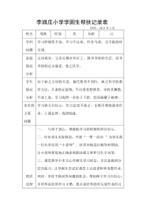 李旗庄小学学困生帮扶记录表