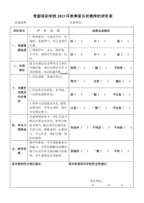 家长对教师的评价表