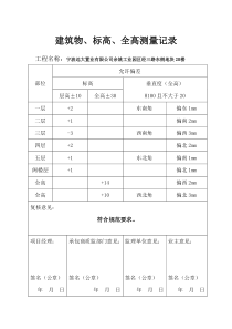 建筑物、标高、全高测量记录