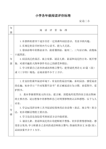 小学各年级阅读评价标准