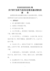 班子及班子成员征求意见建议情况的报告