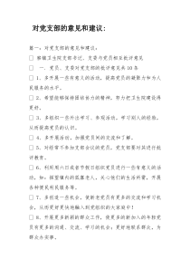 对党支部的意见和建议资料