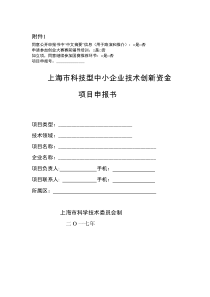 2019年上海市科技型中小企业技术创新资金项目申报书