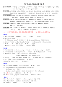 新版人教版pep小学英语三年级上册知识点归纳——期末总复习资料