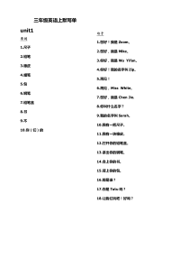 人教pep三年级英语上单词重点句子默写单