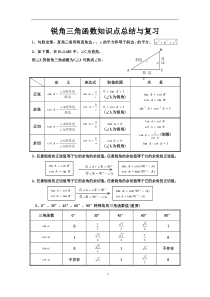 锐角三角函数知识点总结