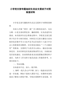 小学党支部专题组织生活会支委班子对照检查材料