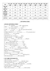 初一人称代词、物主代词练习题