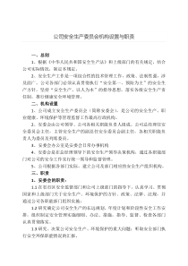 公司安全生产委员会机构设置与职责