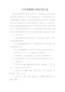 少年宫舞蹈小组活动计划